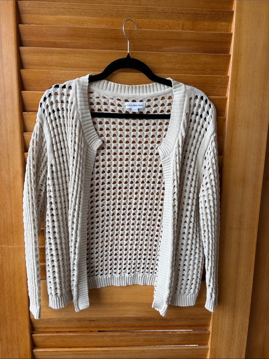 Calvin Klein Jeans Sweaters - Calvin Klein Jeans Open-Weave Cream Cardigan XL
